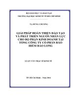 Giải pháp hoàn thiện đào tạo và phát triển nguồn nhân lực cho bộ phận kinh doanh tại tổng công ty cồ phần bảo hiểm bảo long 