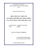Phân tích các nhân tố tác động đến hiệu quả hoạt động của ngân hàng TMCP phương nam 