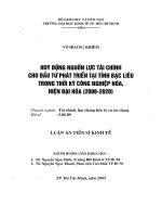 Huy động nguồn lực tài chính cho đầu tư phát triển tại tỉnh bạc liêu trong thời kỳ công nghiệp hóa, hiện đại hóa (2006 2020) 