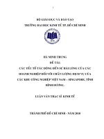 Các yếu tố tác động đến sự hài lòng của các doanh nghiệp đối với chất lượng dịch vụ của khu công nghiệp việt nam   singapore tỉnh bình dương 