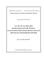 Các yếu tố tác động đến rủi ro nợ quá hạn thẻ tín dụng tại ngân hàng tmcp ngoại thương việt nam trên địa bàn thành phố hồ chí minh​ 