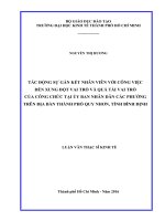 Tác động sự gắn kết nhân viên với công việc đến xung đột vai trò và quá tải vai trò của công chức tại ủy ban nhân dân các phường trên địa bàn thành phố quy nhơn, tỉnh bình định 