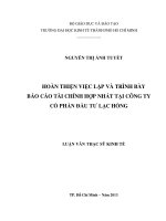 Hoàn thiện việc lập và trình bày báo cáo tài chính hợp nhất tại công ty cổ phần đầu tư lạc hồng 