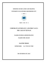 Corporate governance and firm value, the case of vietnam , luận văn thạc sĩ 