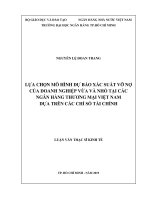 Lựa chọn mô hình dự báo xác suất vỡ nợ của doanh nghiệp vừa và nhỏ tại các ngân hàng thương mại việt nam dựa trên các chỉ số tài chính​ 