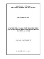 Các nhân tố ảnh hưởng đến tuân thủ thuế thu nhập doanh nghiệp của doanh nghiệp tại cục thuế an giang 