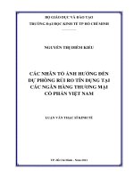 Các nhân tố ảnh hưởng đến dự phòng rủi ro tín dụng tại các ngân hàng thương mại cổ phần việt nam 