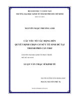 Các yếu tố tác động đến quyết định chọn cơ sở y tế sinh đẻ tại thành phố cần thơ 