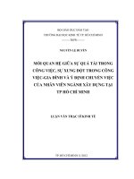 Mối quan hệ giữa sự quá tải trong công việc, sự xung đột trong công việc   gia đình và ý định chuyển công việc của nhân viên ngành xây dựng tại TP HCM 