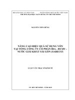 Nâng cao hiệu quả sử dụng vốn tại tổng công ty cổ phần bia   rượu   nước giải khát sài gòn (sabeco)​ 