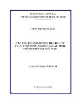 Các yếu tố ảnh hưởng đến đầu tư trực tiếp nước ngoài tại các tỉnh, thành phố tại việt nam 