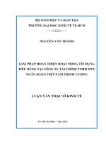 Giải pháp hoàn thiện hoạt động tín dụng tiêu dùng tại công ty tài chính TNHH MTV ngân hàng việt nam thịnh vượng 
