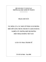 Tác động của các nhân tố tính cách thương hiệu đến lòng trung thành của khách hàng , nghiên cứu trường hợp thị trường điện thoại di động việt nam 
