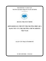 Kiểm định giả thuyết thị trường hiệu quả dạng yếu của thị trường chứng khoán việt nam 