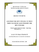 Giải pháp thu hút vốn đầu tư phát triển ngành du lịch tỉnh bến tre đến năm 2020 , luận văn thạc sĩ 