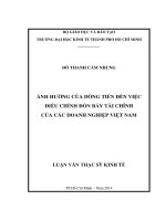 Ảnh hưởng của dòng tiền đến việc điều chỉnh đòn bẩy tài chính của các doanh nghiệp việt nam 