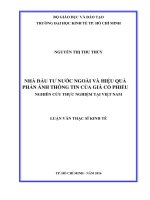 Nhà đầu tư nước ngoài và hiệu quả phản ánh thông tin của giá cổ phiếu  nghiên cứu thực nghiệm tại việt nam 