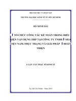 Tổ chức công tác kế toán trong điều kiện vận dụng ERP tại công ty TNHH silk việt nam, thực trạng và giải pháp hoàn thện 