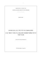 Đánh giá các yếu tố tác động đến cấu trúc vốn của doanh nghiệp niêm yết ở việt nam 