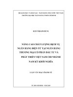Nâng cao chất lượng dịch vụ ngân hàng điện tử tại ngân hàng thương mại cổ phần đầu tư và phát triển việt nam chi nhánh nam kỳ khởi nghĩa​ 