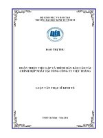 Hoàn thiện việc lập và trình bày báo cáo tài chính hợp nhất tại công ty việt thắng 