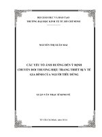 Các yếu tố ảnh hưởng đến ý định chuyển đổi thương hiệu trang thiết bị y tế gia đình của người tiêu dùng 