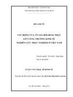Tác động của tỷ giá hối đoái thực lên tăng trưởng kinh tế nghiên cứu thực nghiệm ở việt nam 