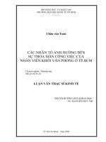 Các nhân tố ảnh hưởng đến sự thỏa mãn công việc của nhân viên khối văn phòng ở TP HCM , luận văn thạc sĩ 