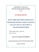 Hoàn thiện hệ thống kiểm soát nội bộ đối với hoạt động tín dụng tại ngân hàng TMCP đông á chi nhánh bình định 