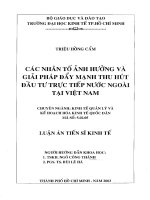 Các nhân tố ảnh hưởng và giải pháp đẩy mạnh thu hút đầu tư trực tiếp nước ngoài tại việt nam 
