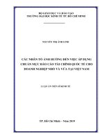 Các nhân tố ảnh hưởng đến việc áp dụng chuẩn mực báo cáo tài chính quốc tế cho doanh nghiệp nhỏ và vừa tại việt nam 