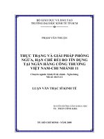 Thực trạng và giải pháp phòng ngừa, hạn chế rủi ro tín dụng tại ngân hàng công thương việt nam   chi nhánh 11 , luận văn thạc sĩ 