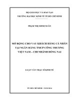 Mở rộng cho vay khách hàng cá nhân tại ngân hàng TMCP công thương việt nam chi nhánh đồng nai 