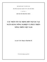 Các nhân tố tác động đến nợ xấu tại ngân hàng nông nghiệp và phát triển nông thôn việt nam 002 