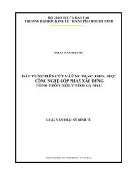 Đầu tư nghiên cứu và ứng dụng khoa học công nghệ góp phần xây dựng nông thôn mới ở tỉnh cà mau 