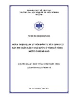 Hoàn thiện quản lý vốn đầu tư xây dựng cơ bản từ ngân sách nhà nước ở tỉnh xê kông nước cộng hòa dân chủ nhân dân lào 