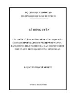Các nhân tố ảnh hưởng đến chất lượng báo cáo tài chính của doanh nghiệp nhỏ và vừa   bằng chứng thực nghiệm tại các doanh nghiệp nhỏ  và vừa trên địa bàn tỉnh ninh thuận 