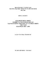 Giải pháp phát triển nghiệp vụ ngân hàng bán lẻ tại ngân hàng TMCP đầu tư và phát triển việt nam giai đoạn 2013   2015 