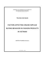 Factors affecting online impulse buying behavior in fashion products in vietnam 