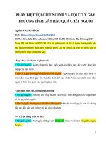 PHÂN BIỆT TỘI GIẾT NGƯỜI VÀ TỘI CỐ Ý GÂY THƯƠNG TÍCH GÂY HẬU QUẢ CHẾT NGƯỜI