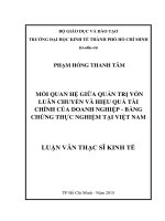 Mối quan hệ giữa quản trị vốn luân chuyển và hiệu quả tài chính của doanh nghiệp   bằng chứng thực nghiệm tại việt nam 