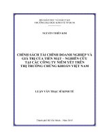 Chính sách tài chính doanh nghiệp và giá trị của tiền mặt, nghiên cứu tại các công ty niêm yết trên thị trường chứng khoán việt nam 