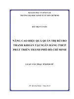 Nâng cao hiệu quả quản trị rủi ro thanh khoản tại ngân hàng thương mại cổ phần phát triển TP  HCM 