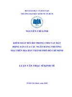 Kiểm soát rủi ro trong cho vay bất động sản của các ngân hàng thương mại trên địa bàn thành phố HCM 