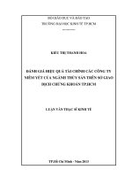 Đánh giá hiệu quả tài chính các công ty niêm yết của ngành thủy sản trên sở giao dịch chứng khoán thành phố hồ chí minh 