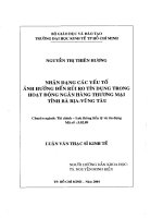 Nhận dạng các yếu tố ảnh hưởng đến rủi ro tín dụng trong hoạt động ngân hàng thương mại tỉnh bà rịa vũng tàu , luận văn thạc sĩ 