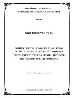 Nghiên cứu tác động của chất lượng website đến sự hài lòng và ý định đặt phòng trực tuyến của du khách TP HCM trường hợp du lịch homestay 