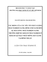 Tác động của các yếu tố chất lượng trải nghiệm xanh, hình ảnh xanh đến sự hài lòng trải nghiệm xanh trường hợp du khách trải nghiệm ở khách sạn đạt nhãn bông sen xanh tại bình thuận 