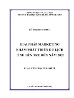 Giải pháp marketing nhằm phát triển du lịch tỉnh bến tre đến năm 2020 , luận văn thạc sĩ 