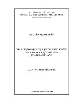 Chất lượng dịch vụ vận tải hàng không của vasco và sự thỏa mãn của khách hàng 